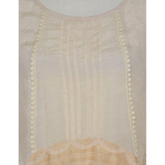 Ryu Ladies S Cream Lace Trim Blouse 3/4 Bell Sleeves Tunic Boho Fairy Cottage - Picture 3 of 13